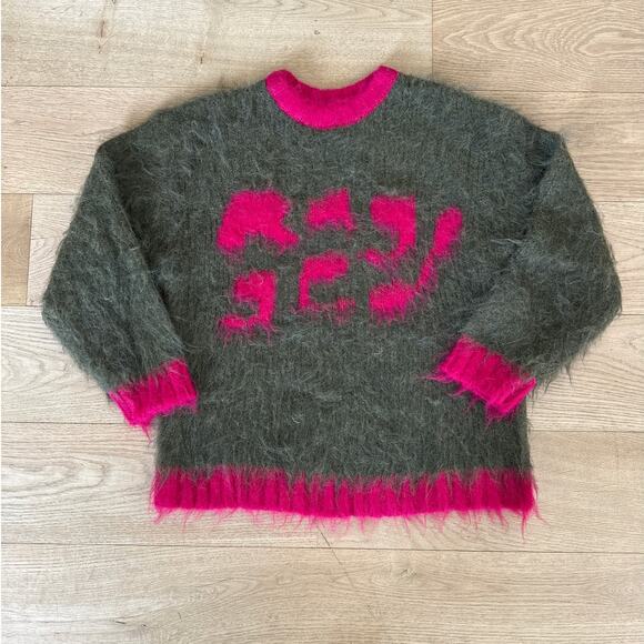 The Ragged Priest - Moss Knit Brushed Jumper Sweater in Green & Pink - Picture 1 of 5